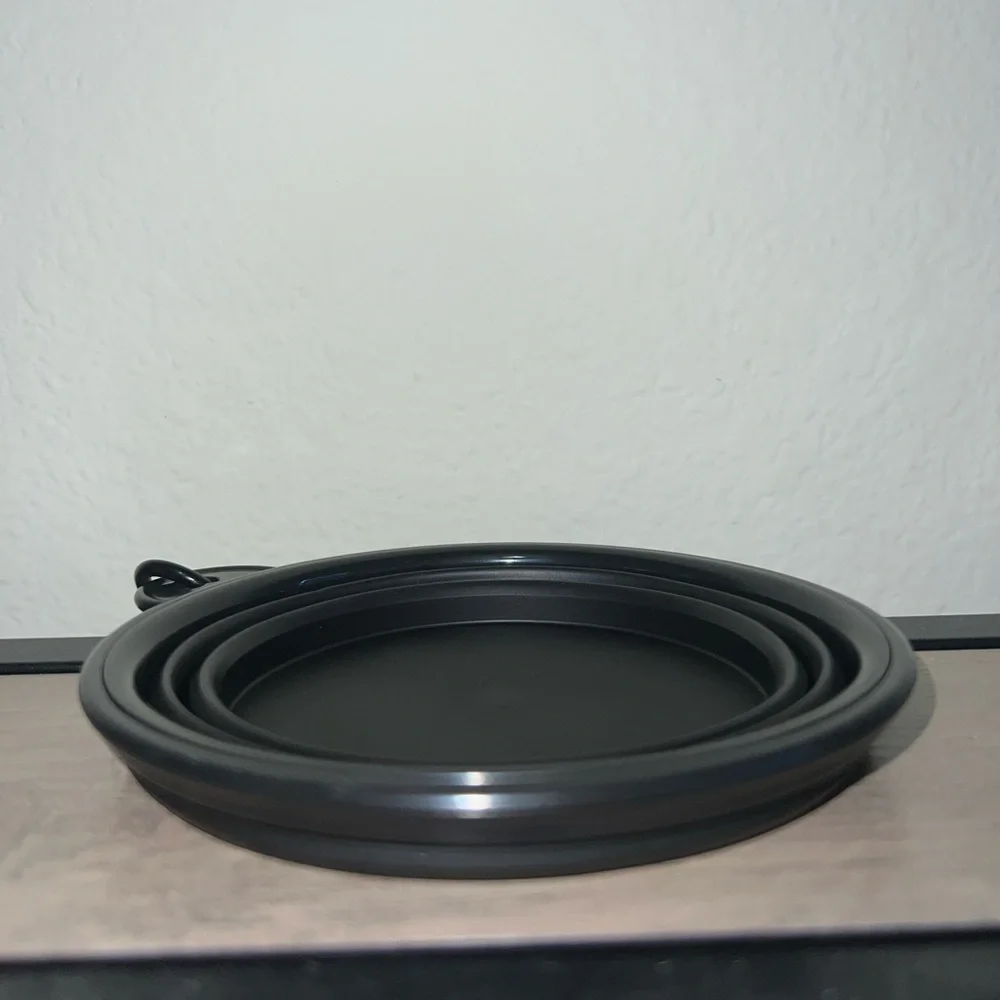 Black Collapsible Pet Bowl with Carabiner